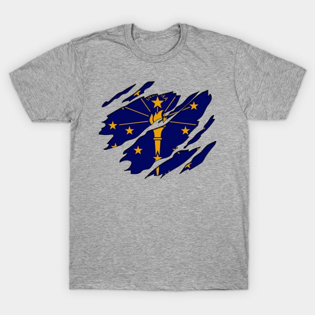 Tear Away Indiana Flag T-Shirt by InspiredQuotes